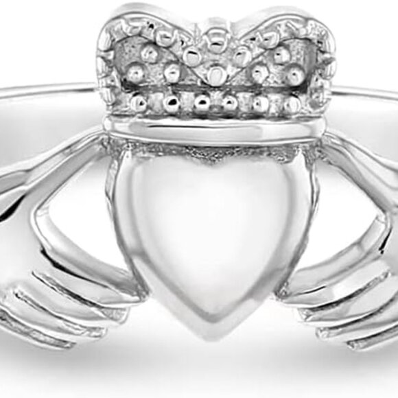 925 Sterling Silver Size 2-5 Unisex Irish Kid's Claddagh Ring Band for Children